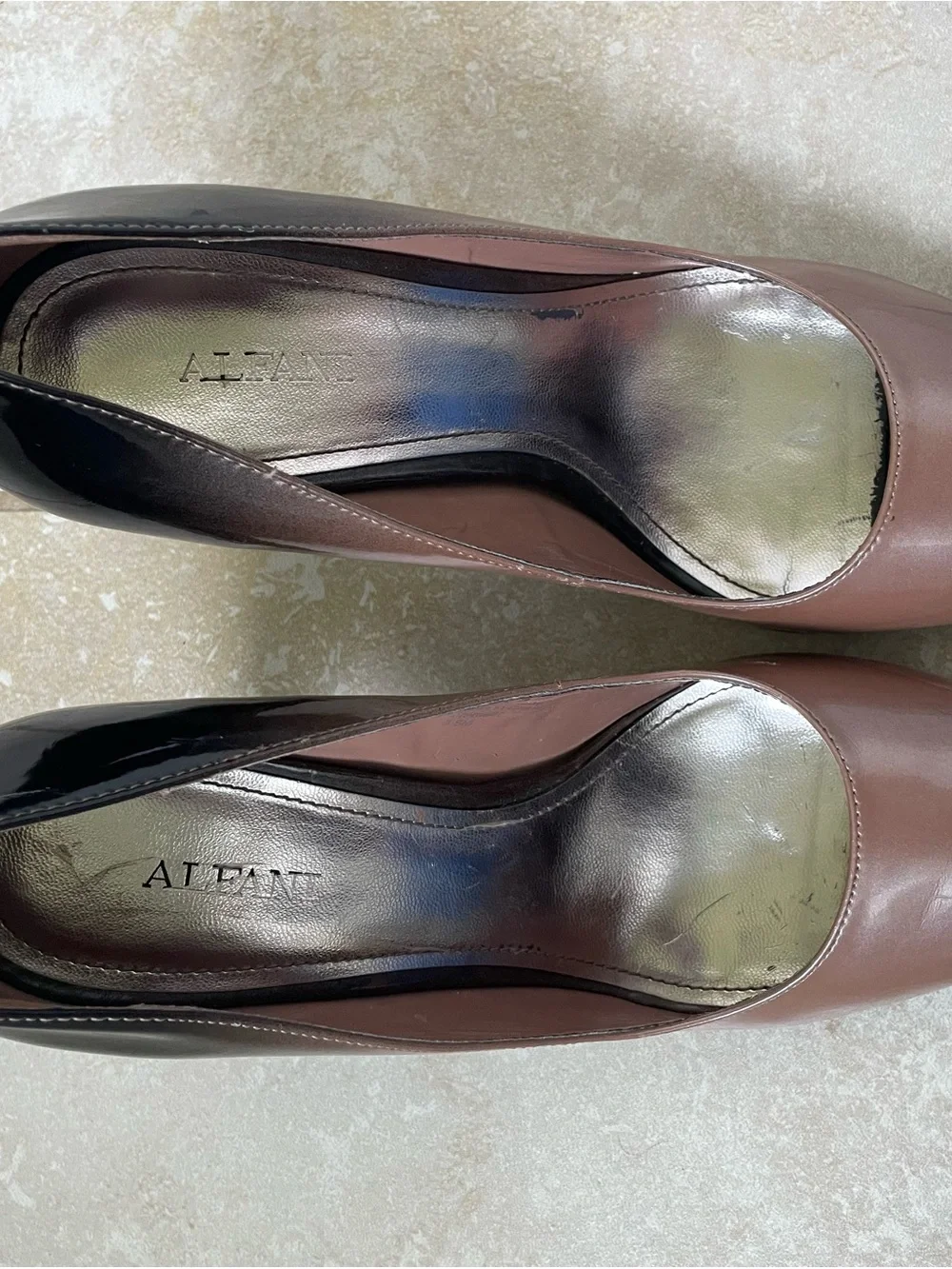 Alfani Two-Tone Peep-Toe Pumps in Taupe and Black